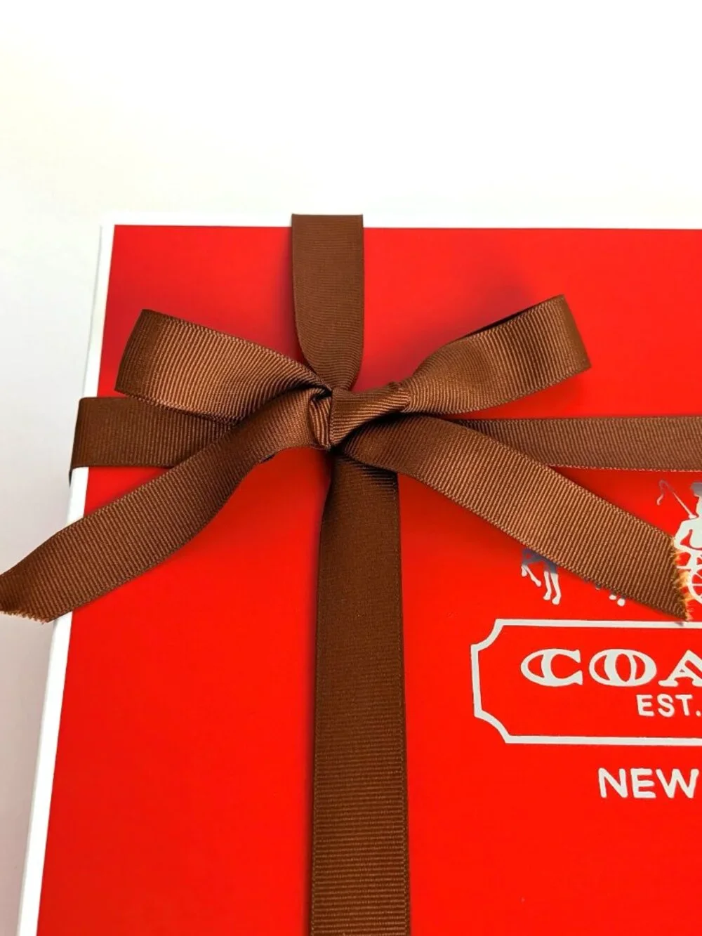Authentic COACH Red Gift Box with Lid & Ribbon – Medium